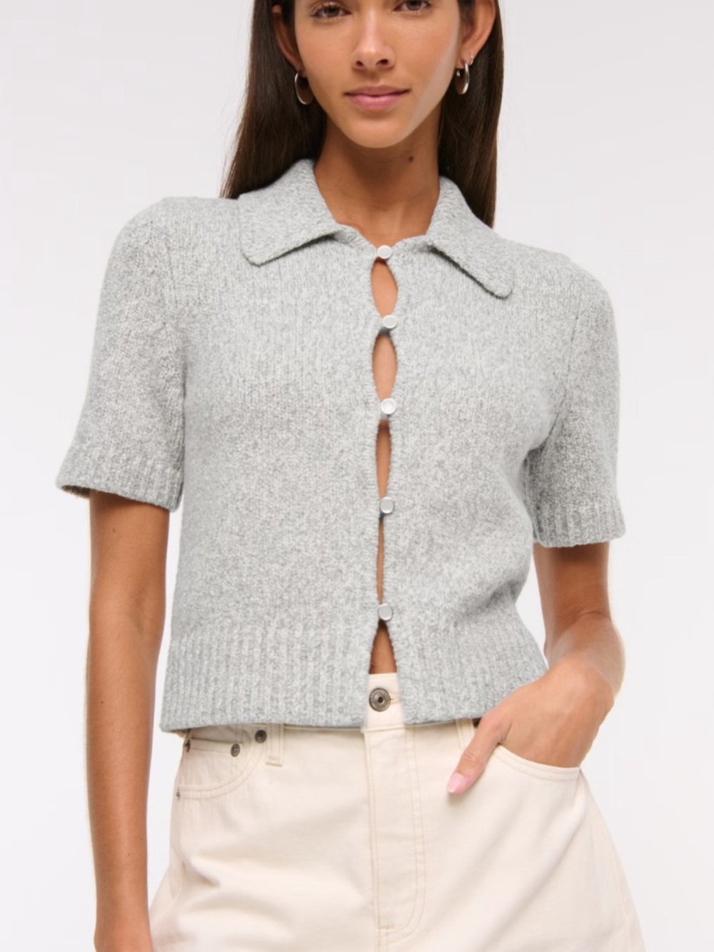 Abercrombie & Fitch short sleeve collared cardigan - Picture 5 of 5